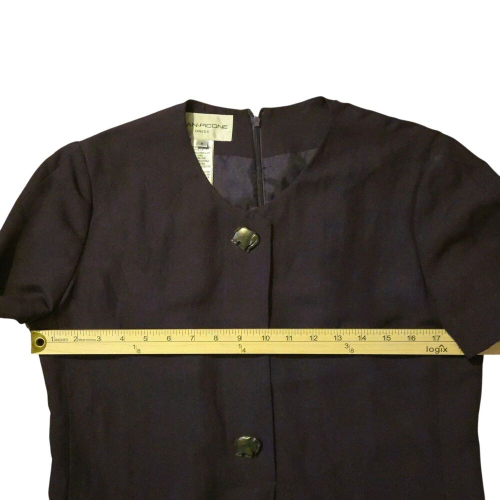 Evan-Picone Linen Blend Dress VTG 6 Elephant Buttons Dark Academia Witchy - Picture 7 of 10